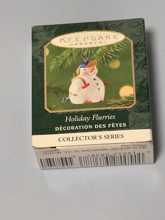 Vintage Hallmark Keepsake Ornament Christmas Mini Snowman Holiday Flurries 2001