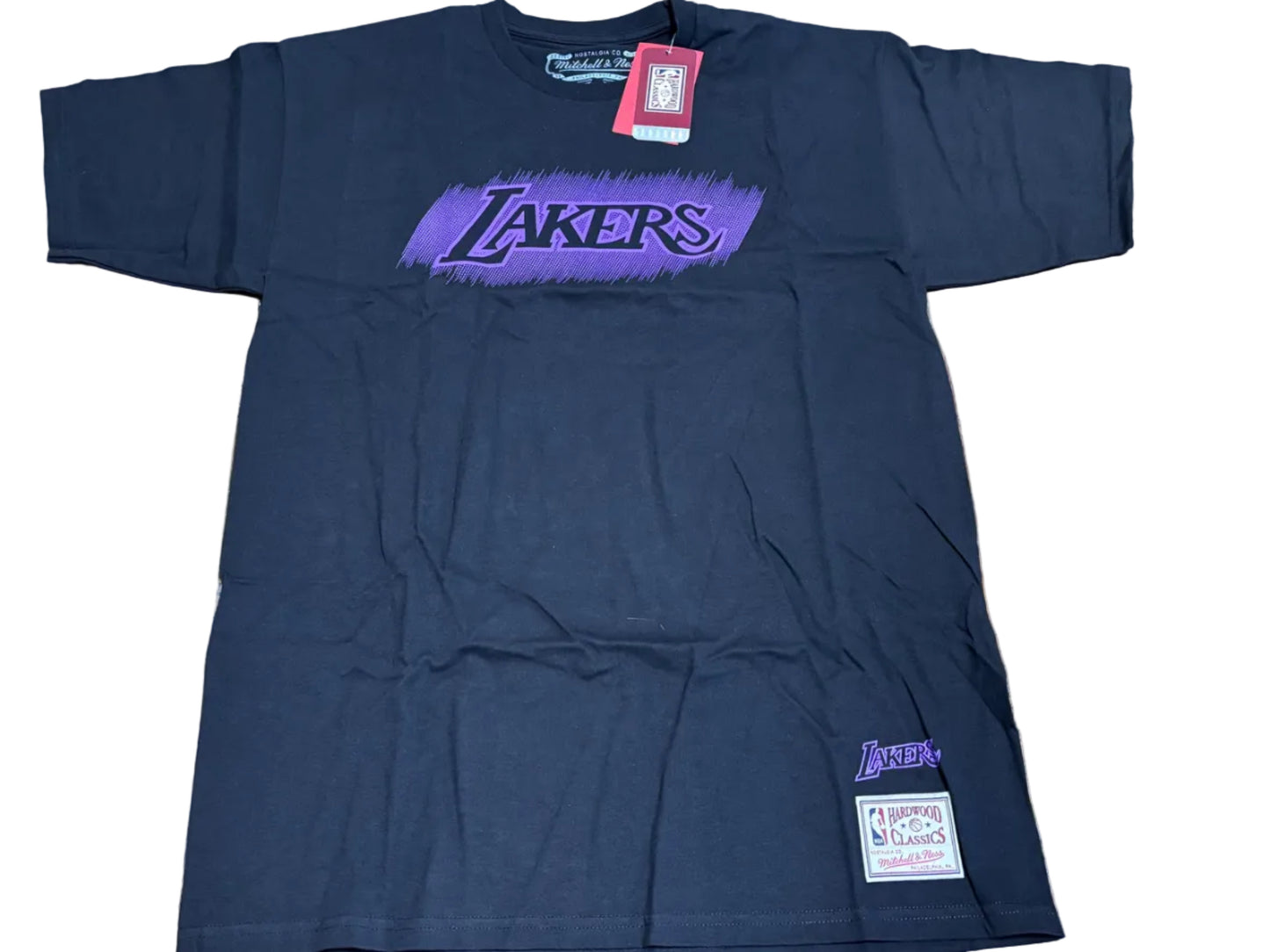 Los Angeles LA Lakers Mitchell & Ness HWC Hardwood Classic Monochrome Nba Retro Short Sleeve Shirt Purple Black Men Large L New NWT