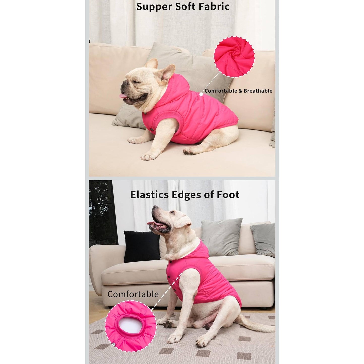 Vecomfy Fleece Dog Hoodie Small Dogs Jacket Puppy Coats with Hooded Pink M NWT