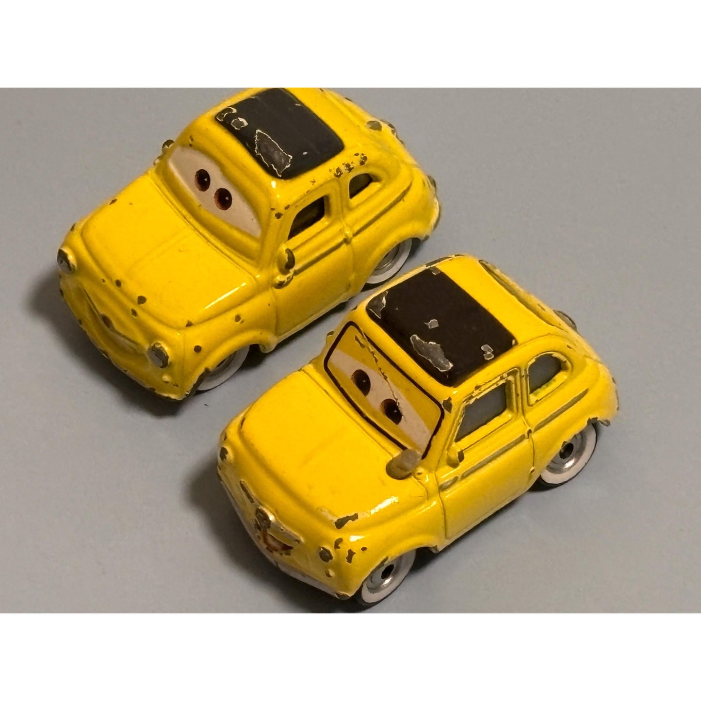Lot of 2 Disney Cars Mini Racers Luigi Die-cast Metal Yellow Pixar Mattel Mini