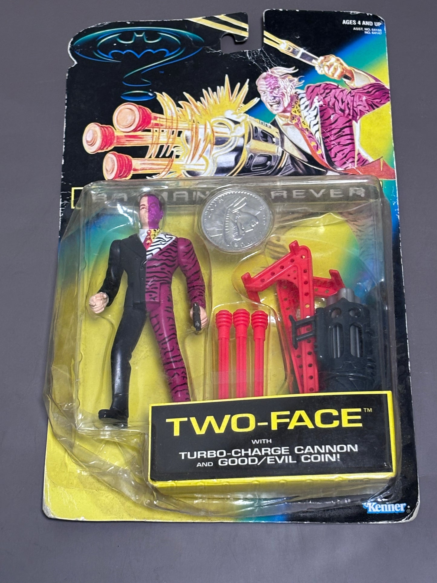 1995 Batman Forever TWO-FACE with Turbo-Charge Cannon and Good/Evil Coin