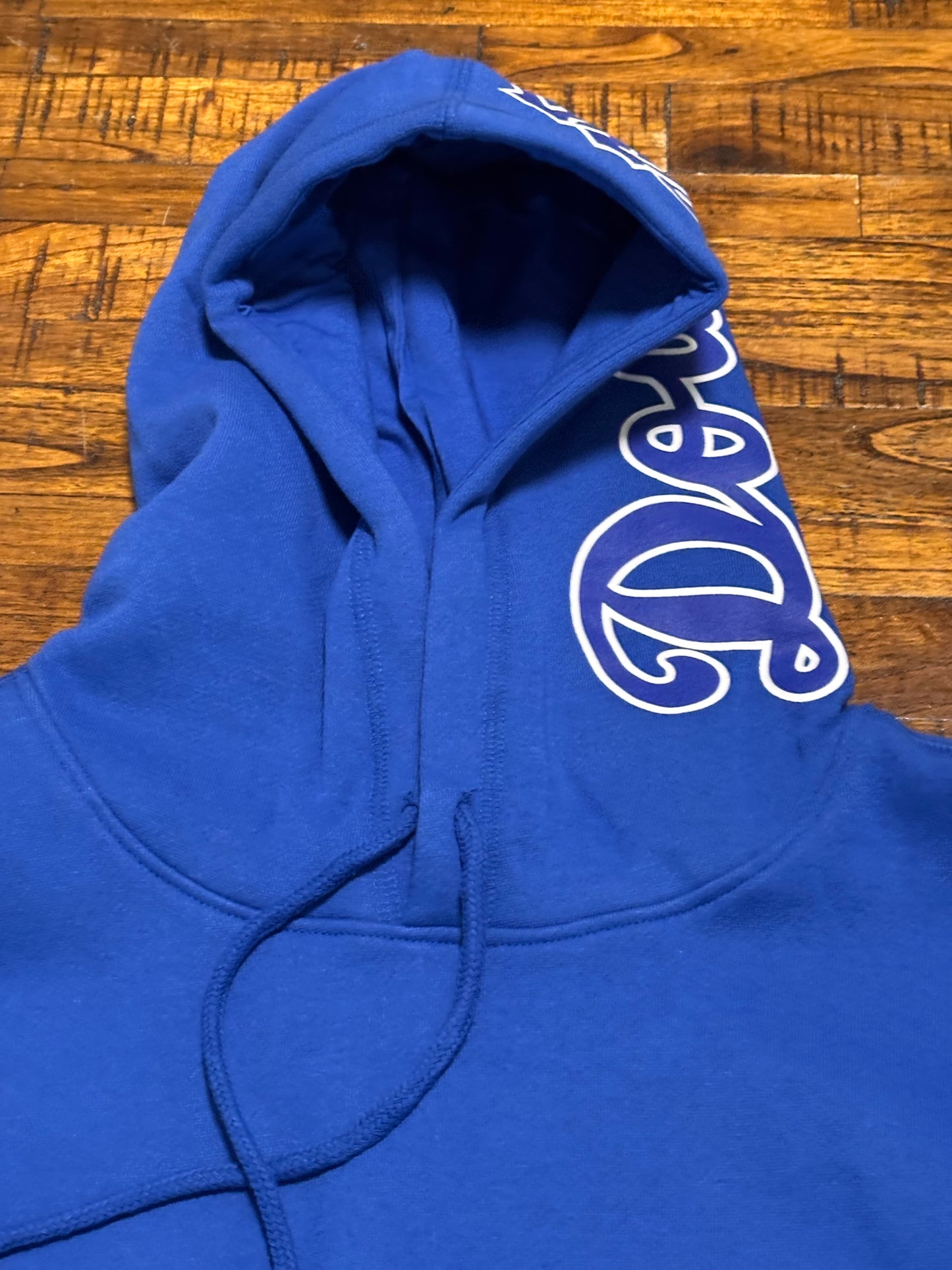 Los Angeles LA Dodgers Mitchell & Ness MLB Baseball Cooperstown City Collection Big Face Team Logo 1988 World Series Patch Long Sleeve Shirt Sweater Hooded Hoodie Royal Blue White Mens Large L New NWOT