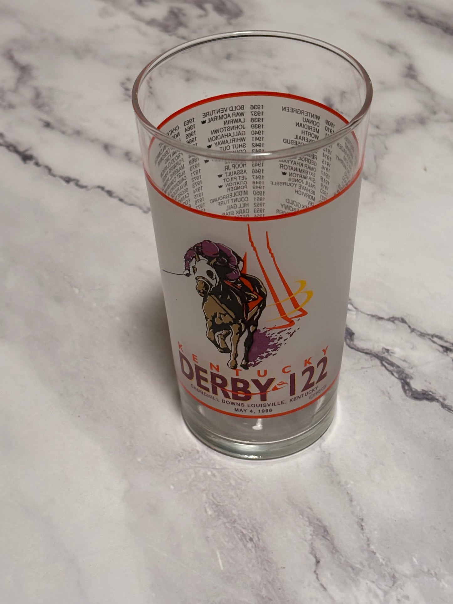 1996 Kentucky Derby Official 122nd Churchill Downs Vintage Julep Glass Louisville