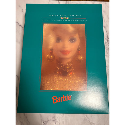 Vintage Barbie Holiday Jewel Porcelain Collection Doll 1995 #14311 Shipping Box