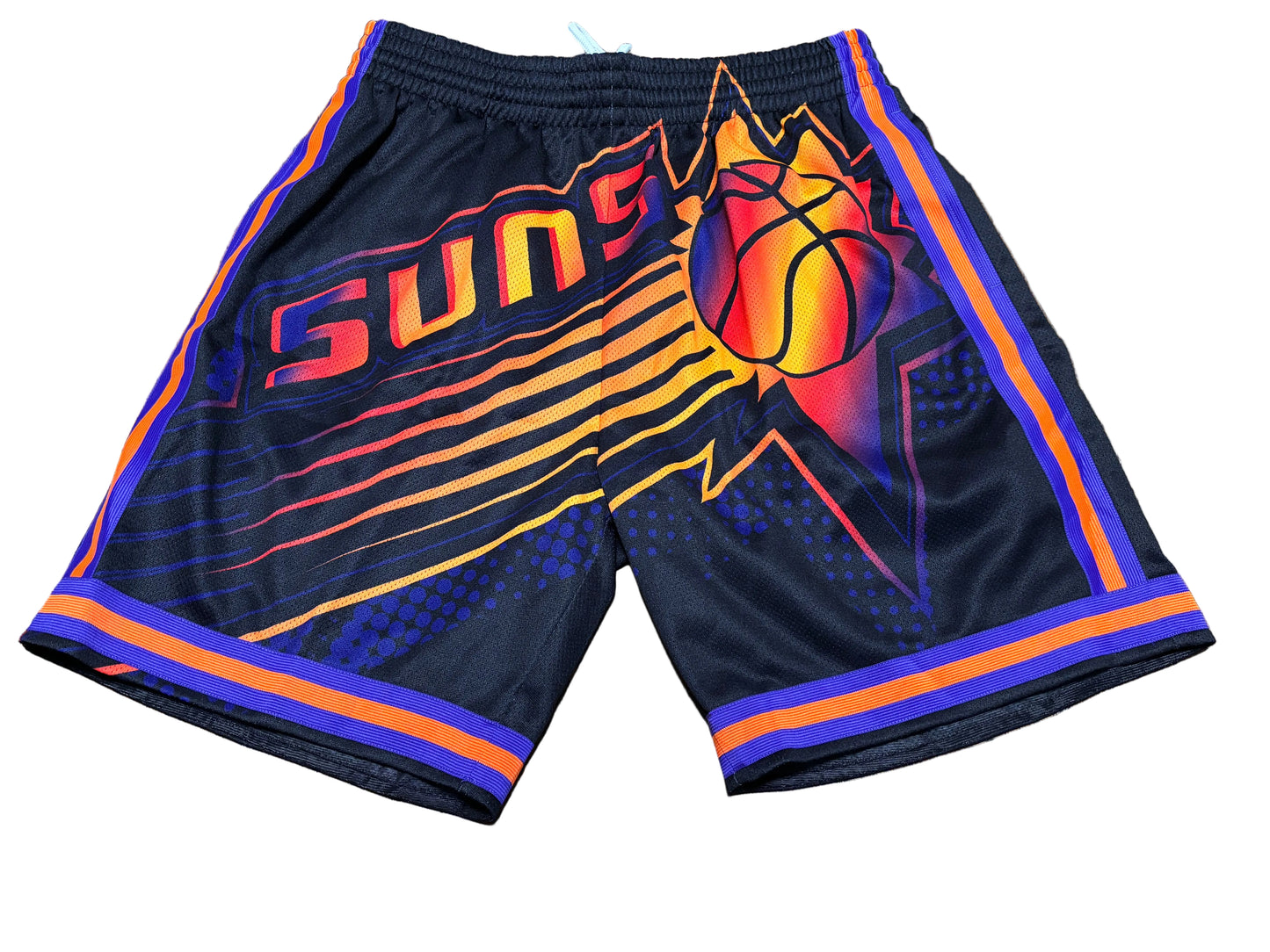 Phoenix Suns Mitchell & Ness NBA Retro Hardwood Classic HWC Big Face 7.0 Fashion Black Shorts Mens L Large New NWOT