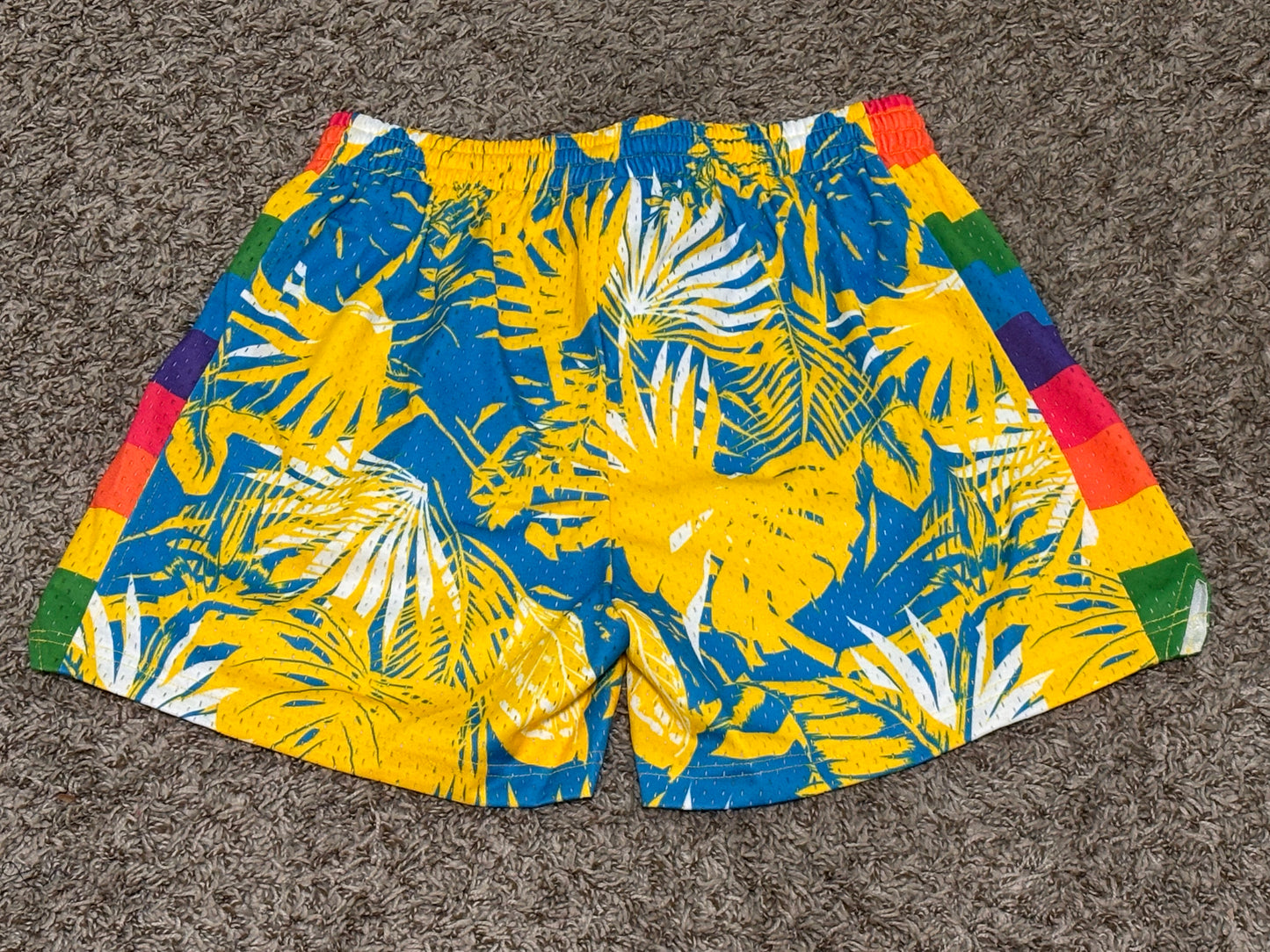 Denver Nuggets Mitchell & Ness Tropical Floral NBA HWC 1991-92 Hardwood Classic Blue Yellow Shorts Women’s M Medium NWOT New