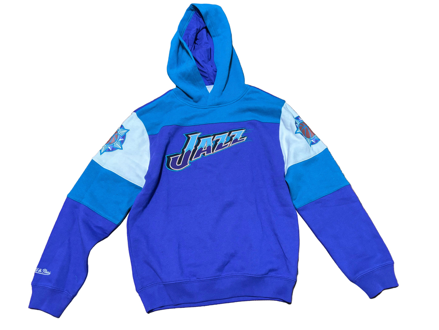 Utah Jazz Mitchell & Ness NBA Retro Hardwood Classic HWC Overtime Win Hooded Hoodie Sweat Shirt Youth Kids Teal Turquoise Purple Medium M New NWOT