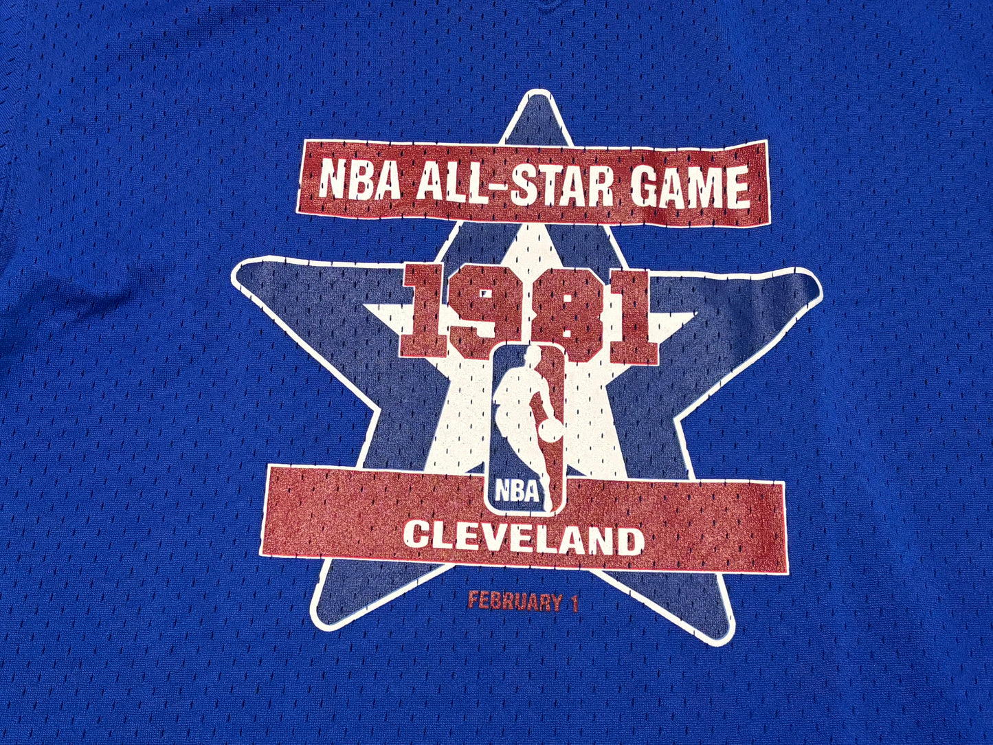 Mitchell & Ness NBA Retro Hardwood Classic HWC 1981 All Star Game Star Cleveland Warm Up Mesh Short Sleeve T Shirt Blue Men’s Large L New NWOT