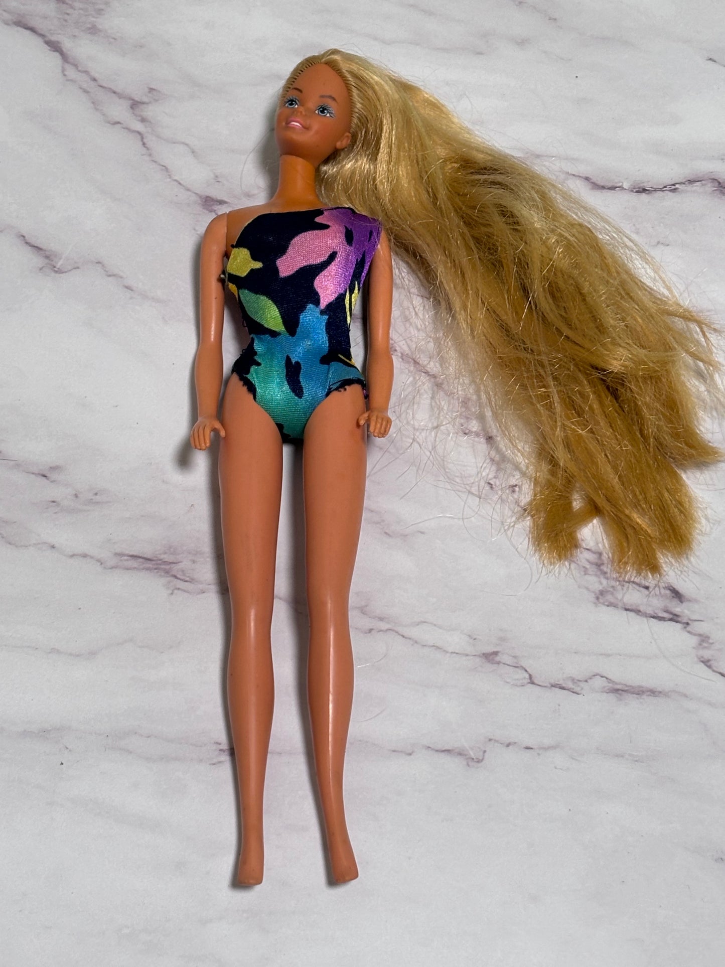 Vintage 1986 Tropical Barbie Doll 1017 One Shoulder Swimsuit Superstar Face