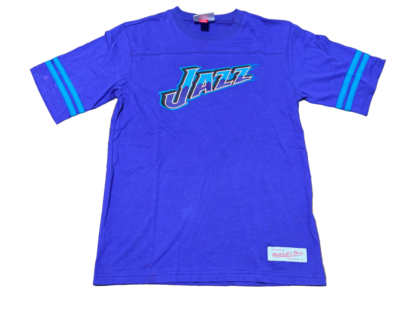 Karl Malone Utah Jazz Mitchell & Ness NBA Retro Hardwood Classic HWC #32 Jersey Warmup Pullover Short Sleeve Shirt Youth Kids Teal Turquoise Medium M 10-12 New NWOT