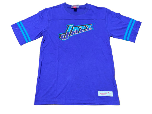 Karl Malone Utah Jazz Mitchell & Ness NBA Retro Hardwood Classic HWC #32 Jersey Warmup Pullover Short Sleeve Shirt Youth Kids Teal Turquoise Medium M 10-12 New NWOT