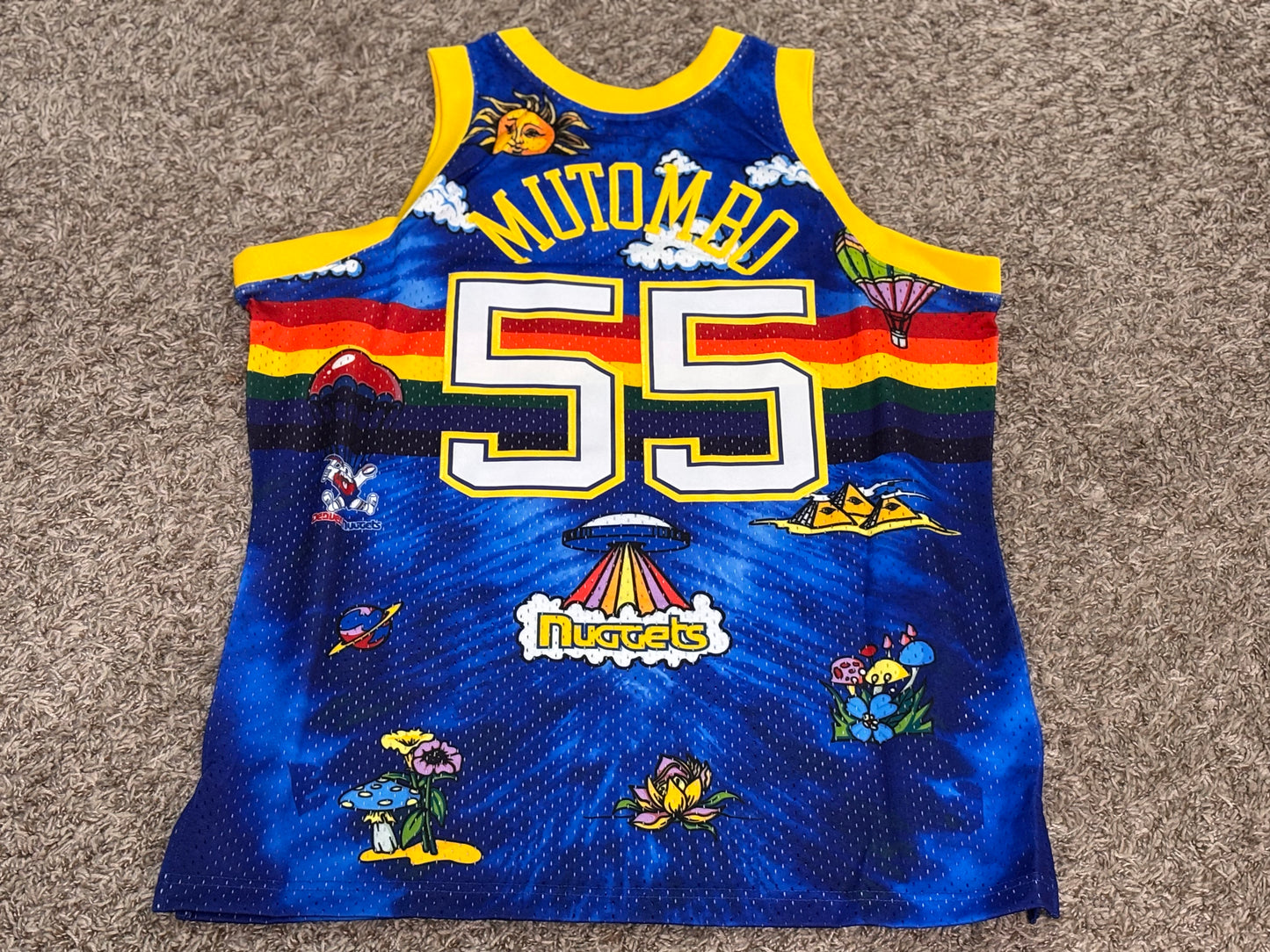 Denver Nuggets #55 Mitchell & Ness NBA Dikembe Mutombo HWC 1991-92 Hardwood Classic Swingman Blue Jersey Men’s L Large NWOT New