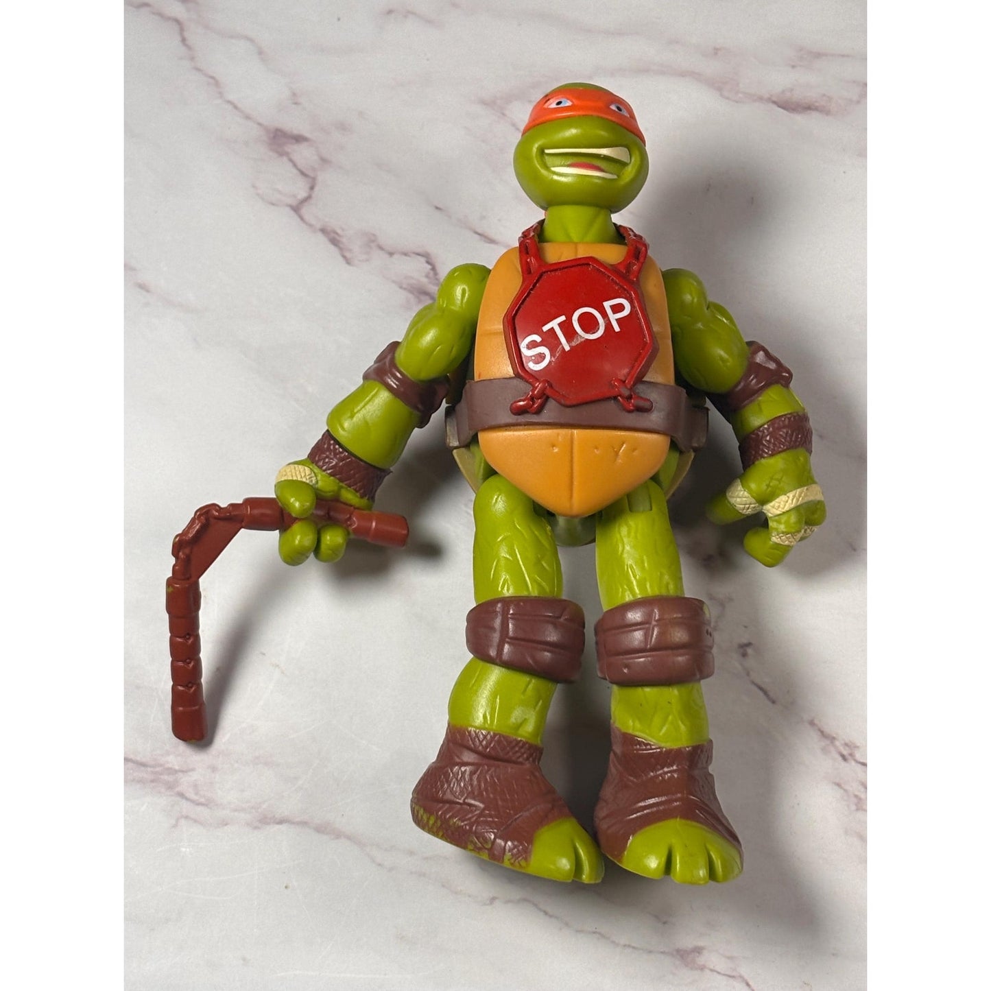 2014 Playmates Teenage Mutant Ninja Turtles TMNT Michelangelo Weapon Stop 6”