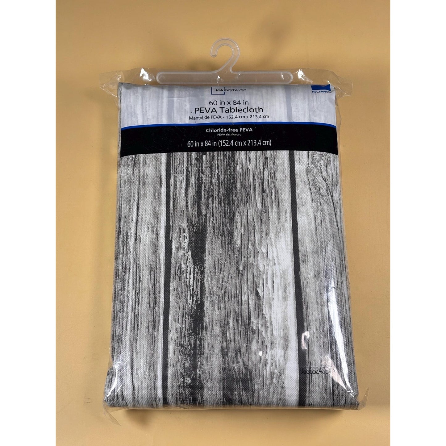 NIP Mainstays Peva Woodgrain Vinyl Tablecloth Rustic Shiplap 60x84” inch Round