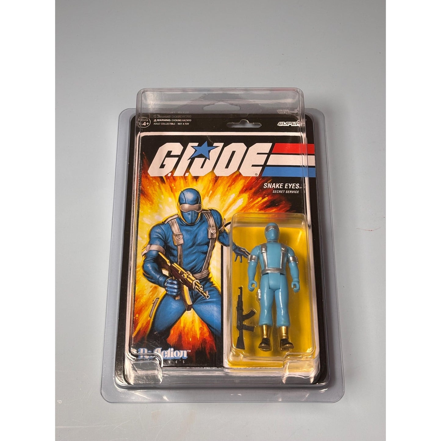 Super7 ReAction GI JOE Snake Eyes Secret Service 3.75" Action Figure Mint Case