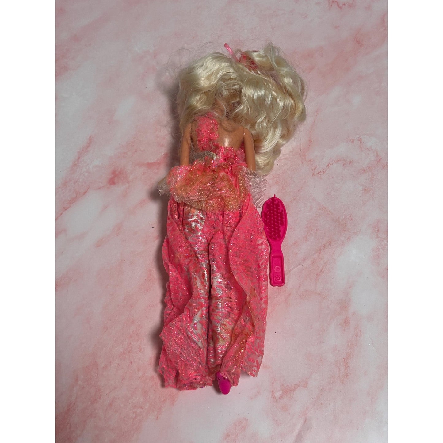 M994 Mattel 3 Looks Barbie Doll Blonde Pink Dress Blue Eyes #12339