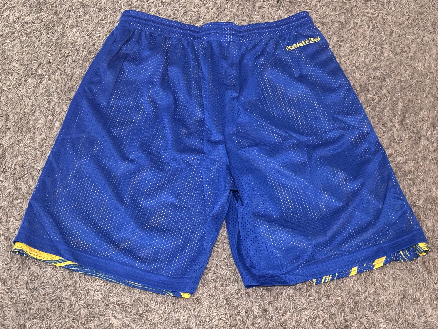 Denver Nuggets Mitchell & Ness 1991/92 Retro Reversible Shorts Blue Gold Rainbow Men’s Large L New NWOT
