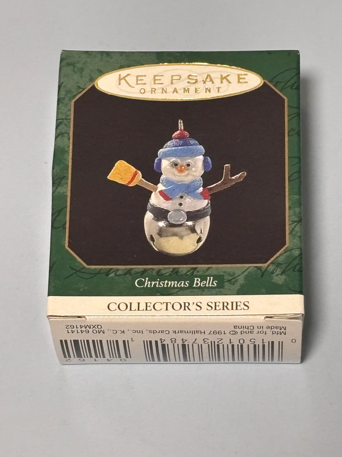 1997 Christmas Bells Snowman ~ #3 in Series ~ Hallmark Miniature Ornament