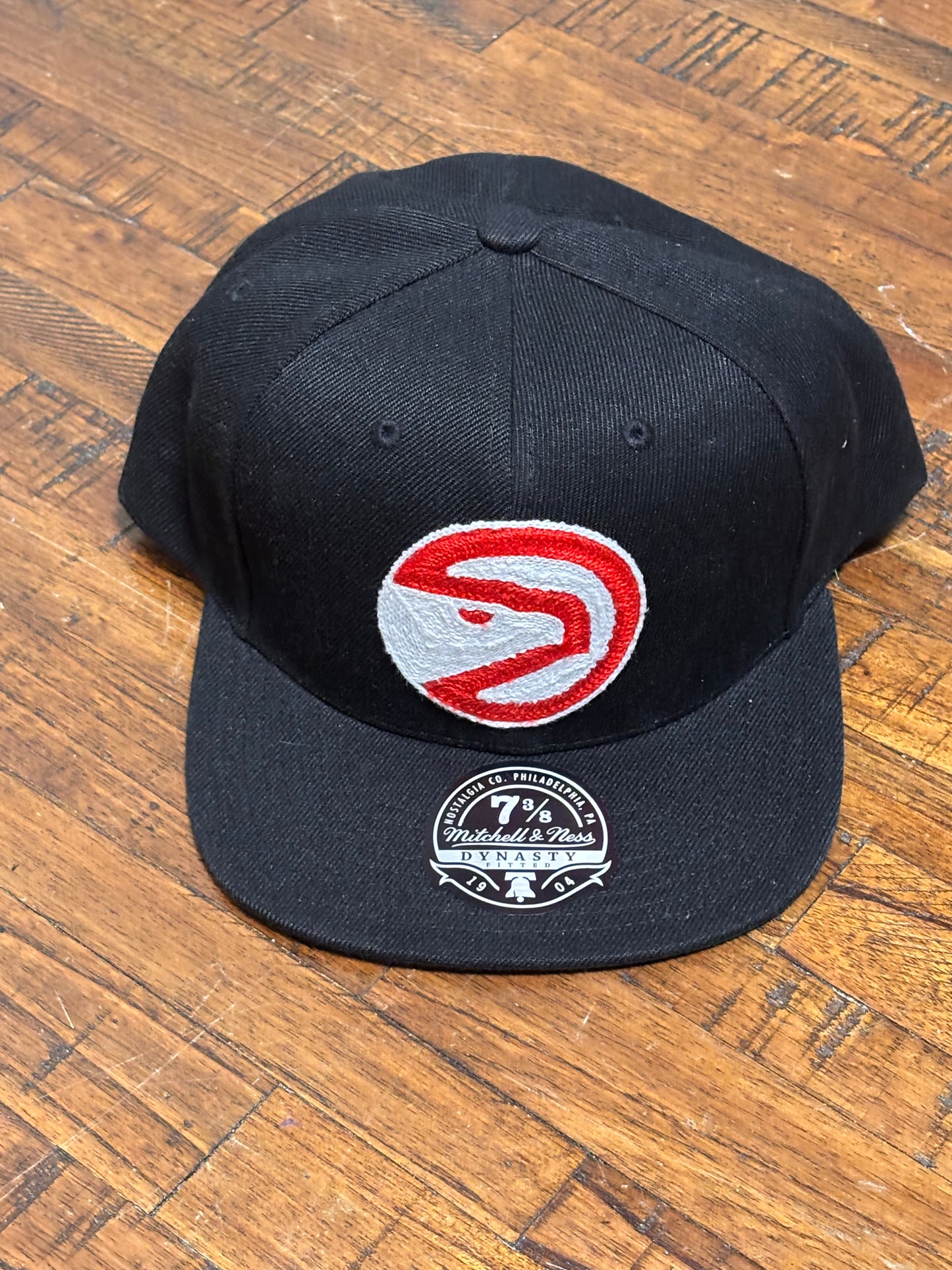 Atlanta Hawks Mitchell & Ness NBA Basketball HWC Hardwood Classics Chain Stitched Dynasty Fitted Hat Cap New NWT 7 3/8