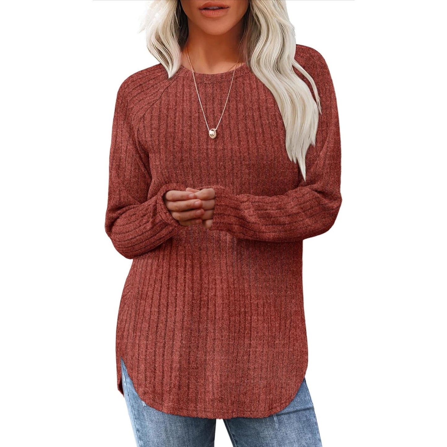 Saloogoe Long Sleeve Shirts Tops Loose Dressy Crewneck Pullover Sweaters NWT XL