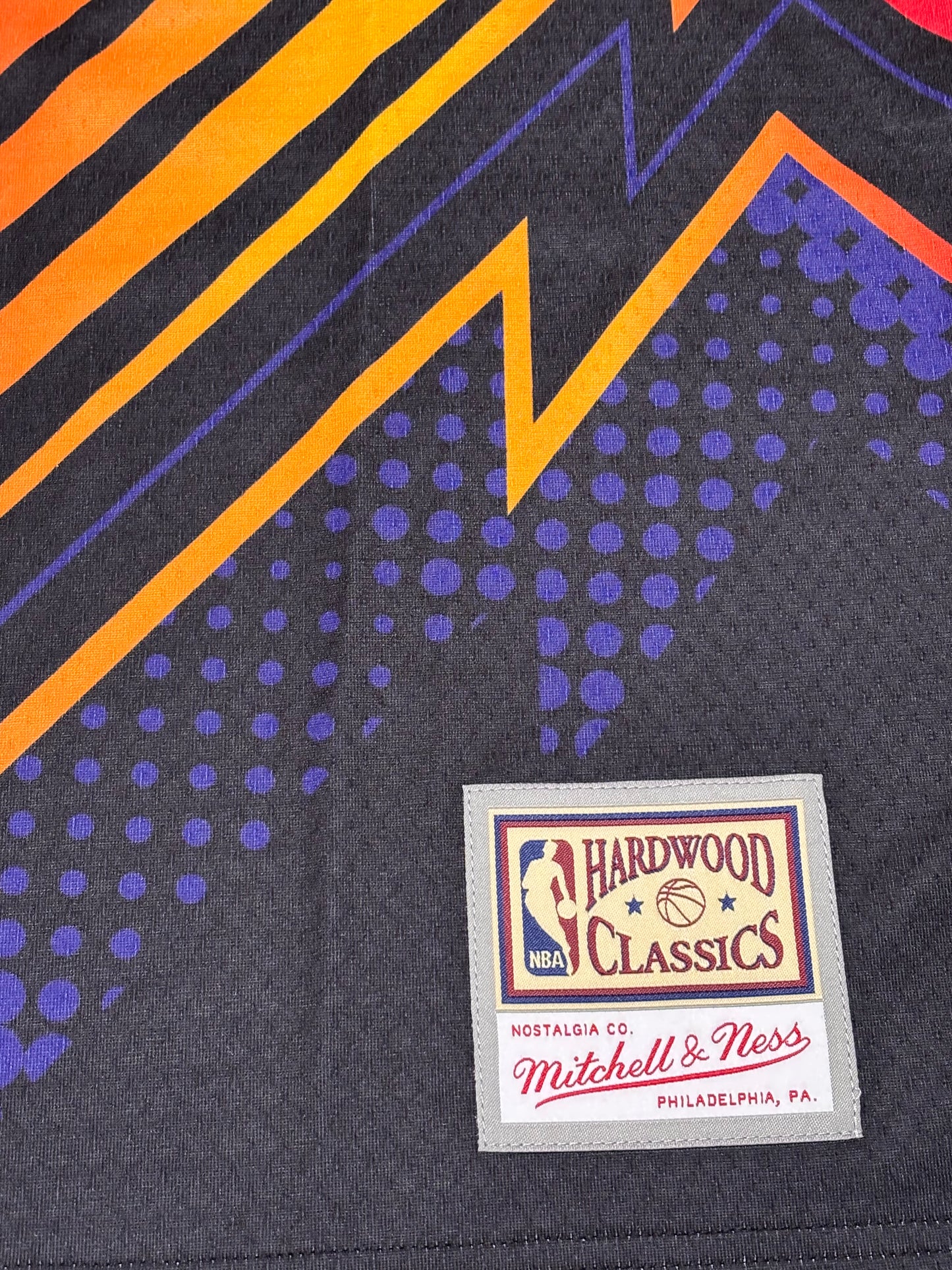 Phoenix Suns Mitchell & Ness NBA Retro Hardwood Classic HWC Big Face 7.0 Fashion Warmup Jersey Black Shirt Mens L Large New NWT