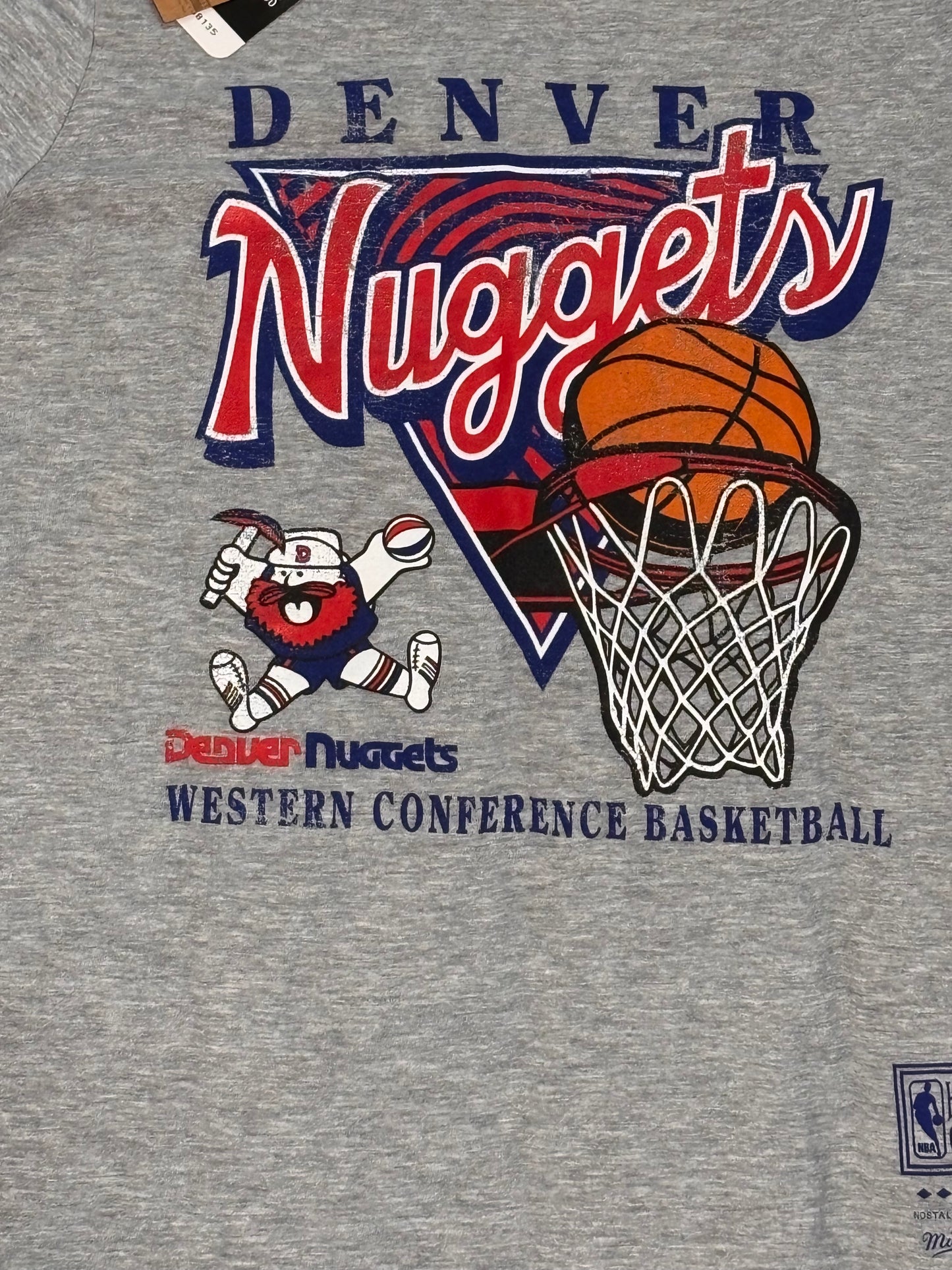 Denver Nuggets Mitchell & Ness Western Conference Basketball Retro Hardwood Classics Swingman T Shirt Gray Youth Kids Medium M 10/12 New NWT
