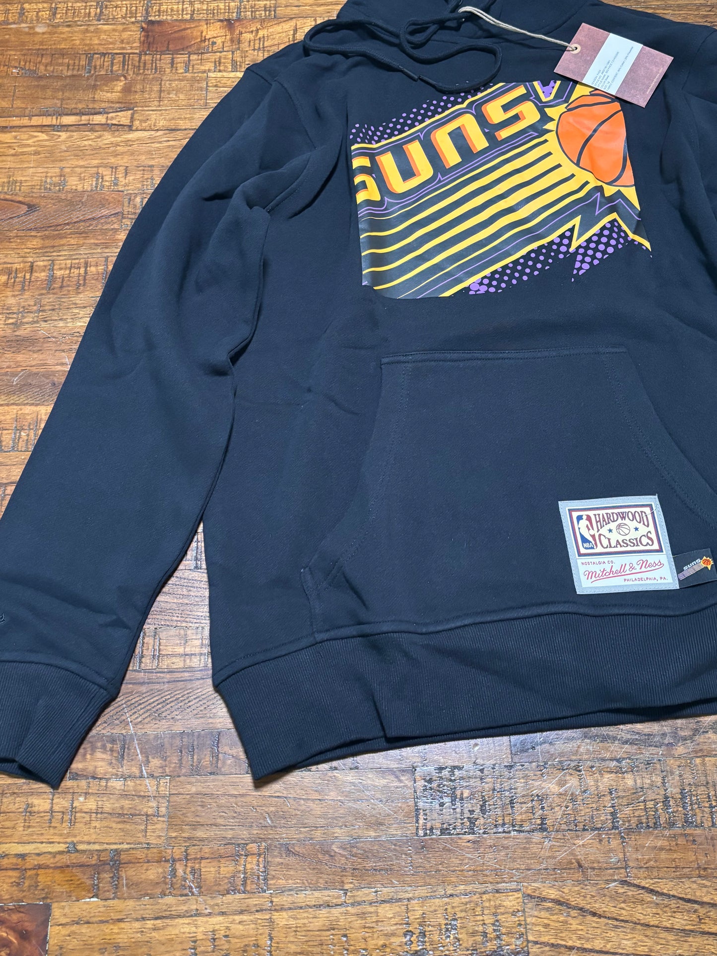 Phoenix Suns Mitchell & Ness NBA Retro Hardwood Classic HWC Big Face 7.0 Fashion Pullover Hoodie Sweat Shirt Black Mens L Large New NWT
