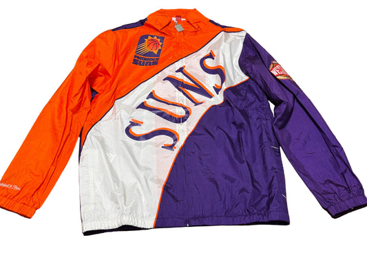 Phoenix Suns Mitchell & Ness NBA Retro Hardwood Classic HWC Lined Full-Zip Windbreaker Jacket White Orange Purple Mens L Large New NWOT