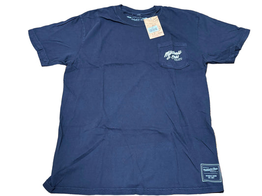 Mitchell & Ness Branded Graphic Pocket Tee T Short Sleeve Shirt White Black Men’s Large L New NWT