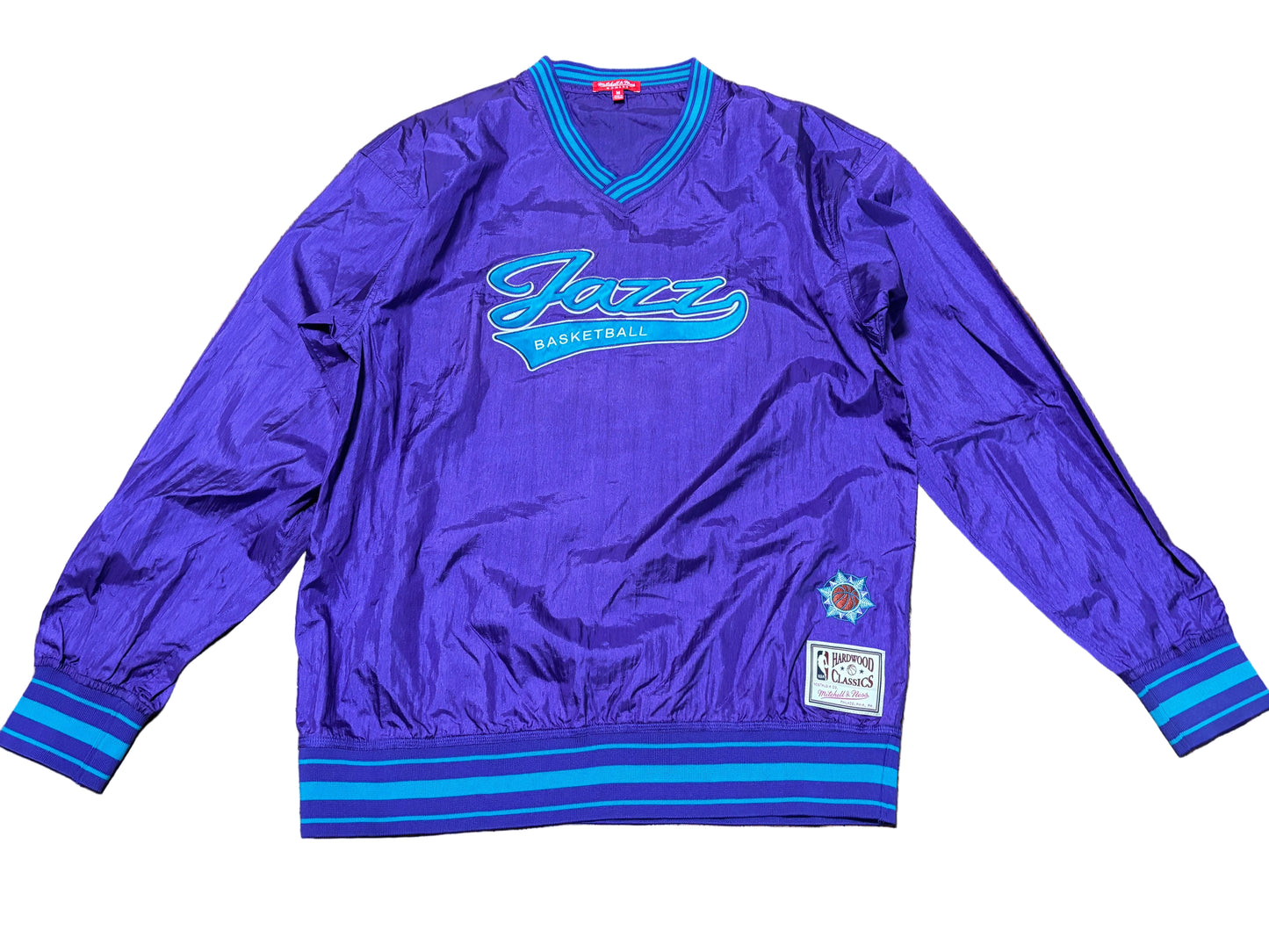 Utah Jazz Mitchell & Ness NBA Retro Hardwood Classic HWC Pullover Long Sleeve Wind Breaker Jacket Women’s Purple Teal Medium M New NWOT