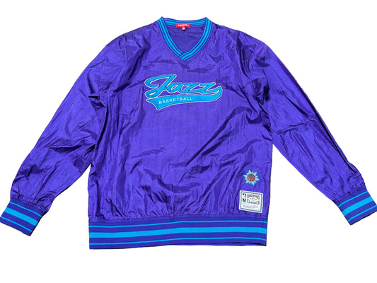 Utah Jazz Mitchell & Ness NBA Retro Hardwood Classic HWC Pullover Long Sleeve Wind Breaker Jacket Women’s Purple Teal Medium M New NWOT