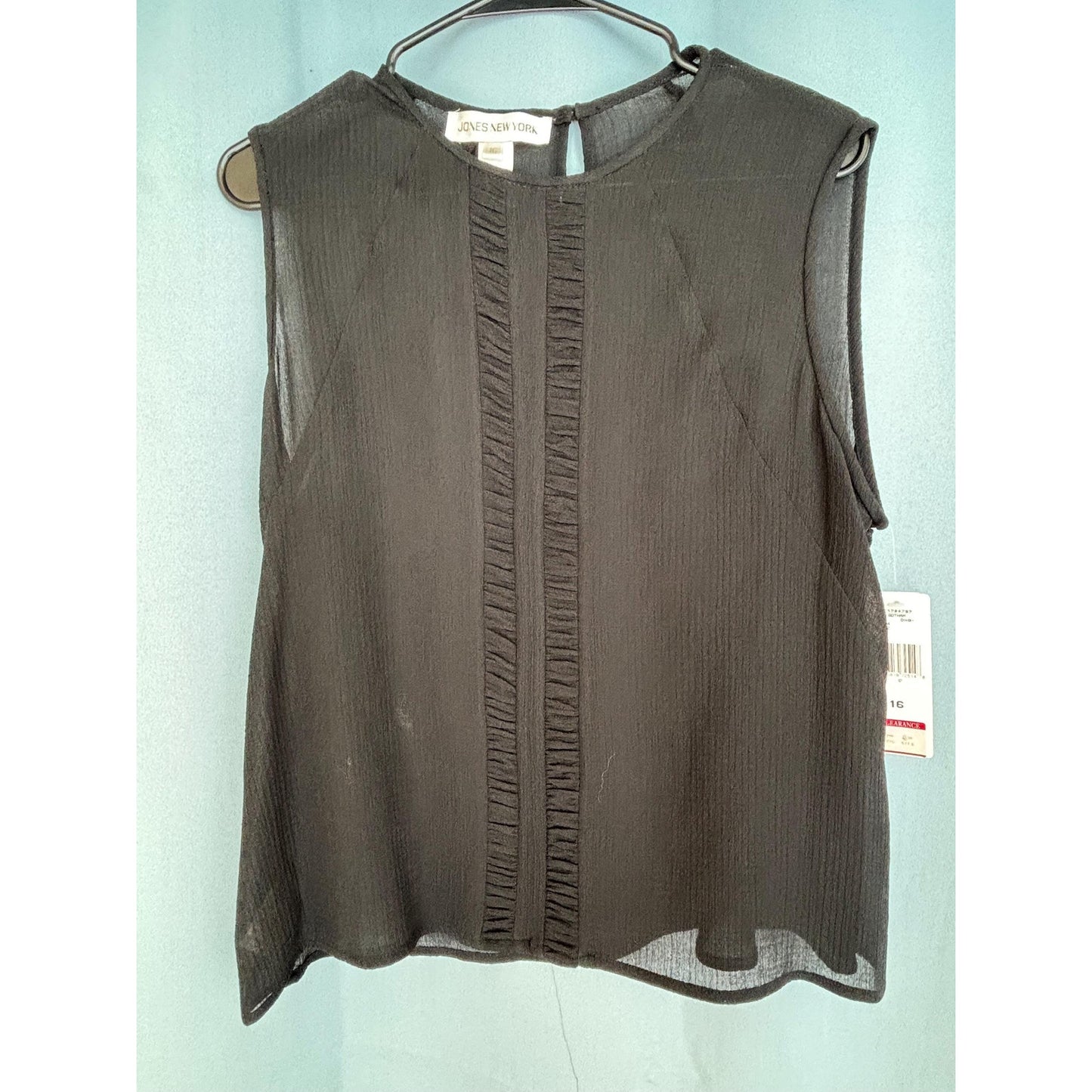 Jones New York Gotham Jet black sleeveless knit blouse shirt 16 NWT