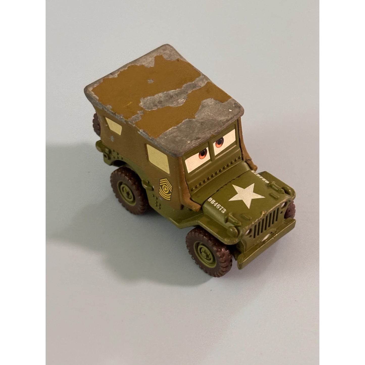 Disney Pixar Cars Sarge 42 Willys Army Jeep Diecast Mattel 1:55 Military Vehicle