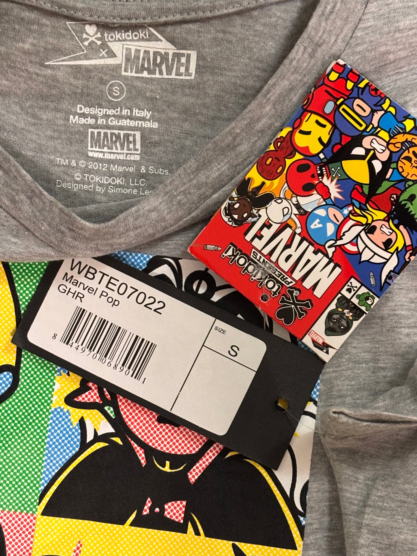 TokiDoki X Marvel 2012 Women’s Youth Marvel Pop Tee T Shirt Grey Heather Anime New NWT Small S