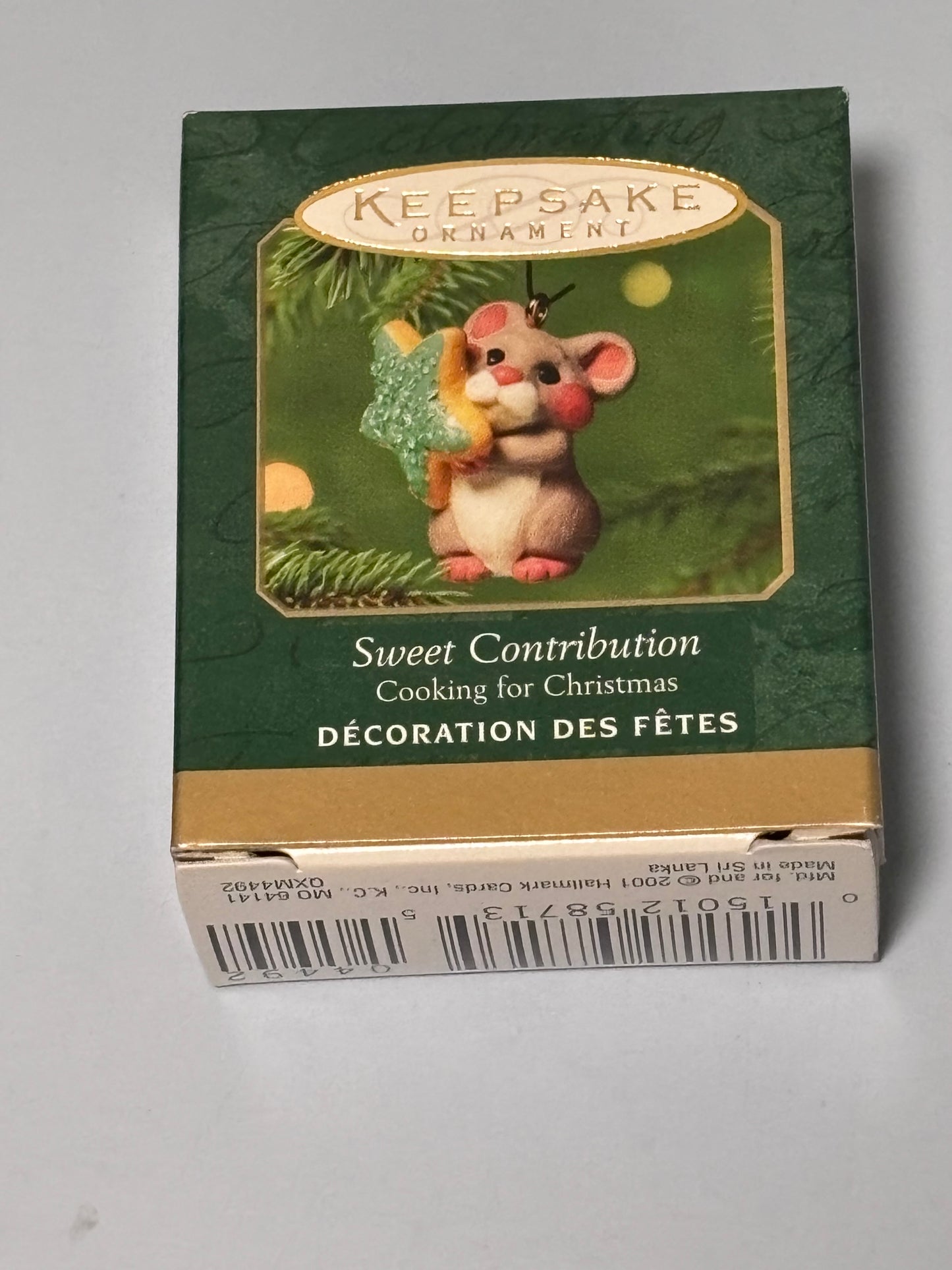 New 2001 Hallmark Sweet Contribution Mouse & Sugar Cookie Miniature Ornament