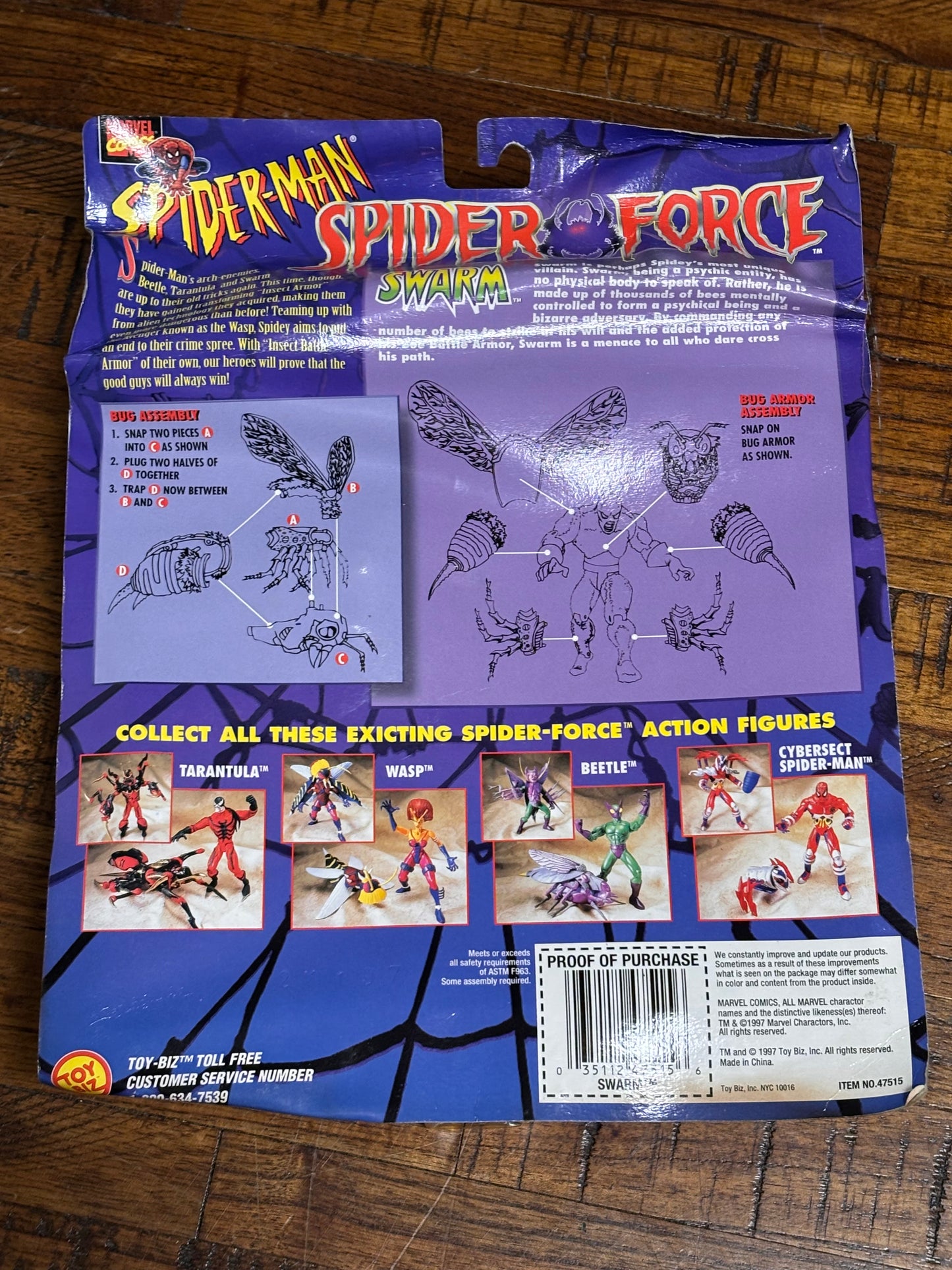 Marvel Comics Spider-Man Spider Force Action Figures Transforming Insect Armor Swarm Toy Biz 1997 5” New