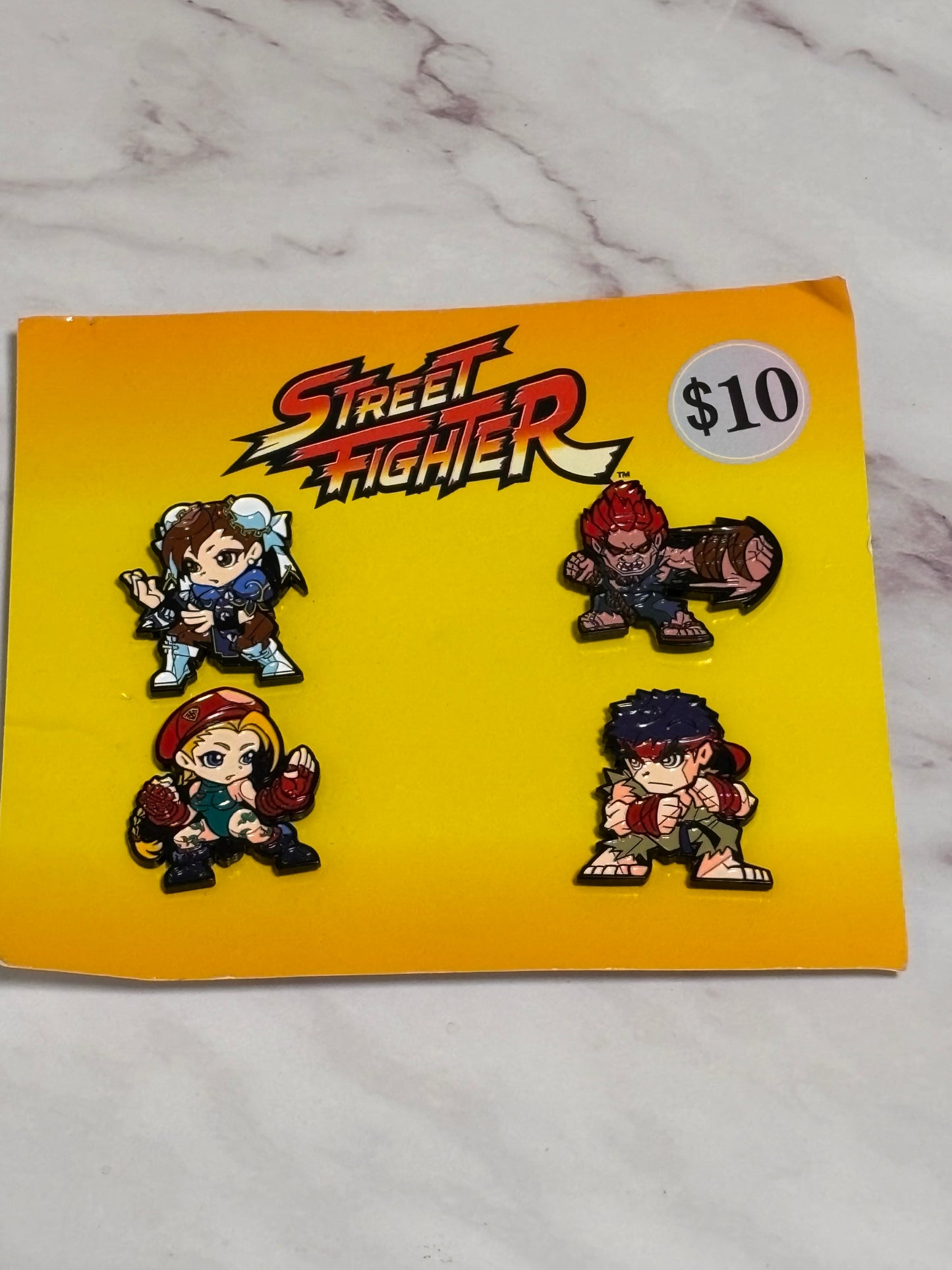 Street Fighter Collectible Enamel Pin Set of 4 Toynk Toys Chun-Li Ryu Akuma Cammy New