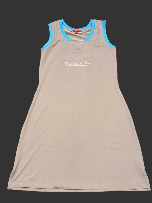 Mitchell & Ness Branded Basketball Jersey Sleeveless Dress Tank Beige Brown Gray Blue Women’s Medium M New NWOT