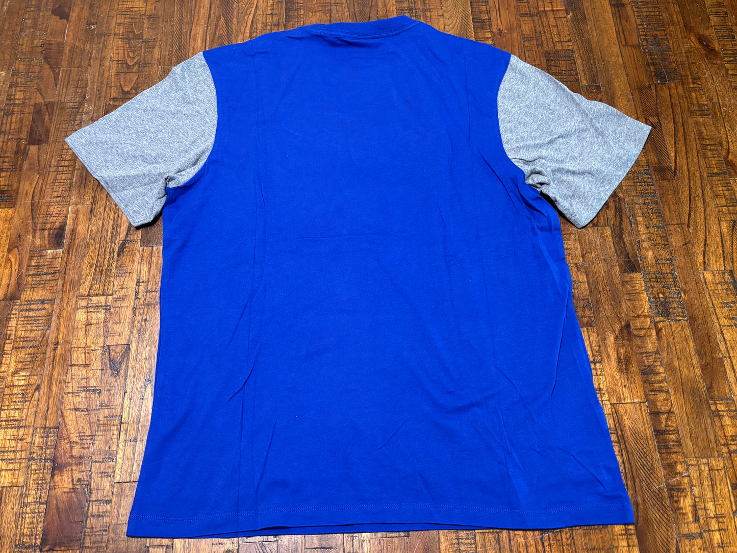 Los Angeles LA Dodgers Mitchell & Ness MLB Baseball Cooperstown Collection Big Face Team Logo Blocked Short Sleeve T Tee Shirt Royal Blue Heather Gray Mens Large L New NWOT