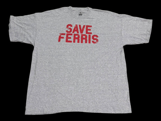 Ferris Bueller's Day Off Ripple Junction Mens Distressed Print Save Ferris T Shirt Red on Gray New NWOT 3XL Xtra Large