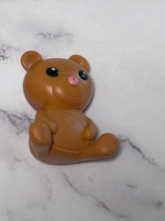 Teddy Bear Miniature Solid PVC 1.75” Brown Unbranded Figure Toy Plastic