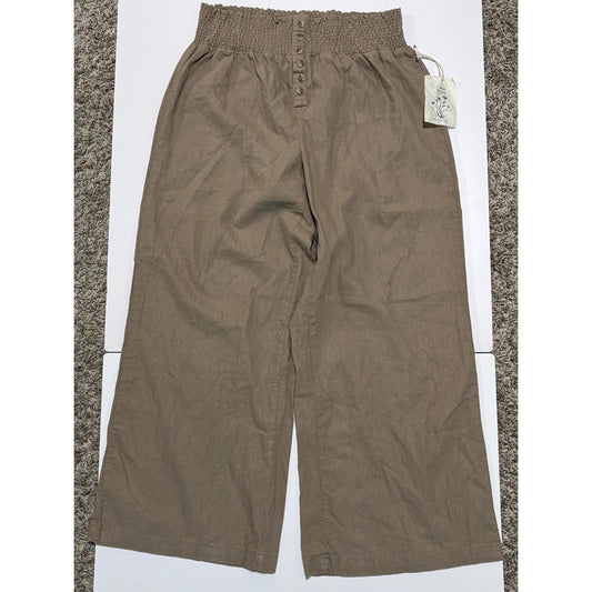 Indigo Rein Pants Womens Beige Wide Leg Loungers Slacks Medium M NWT