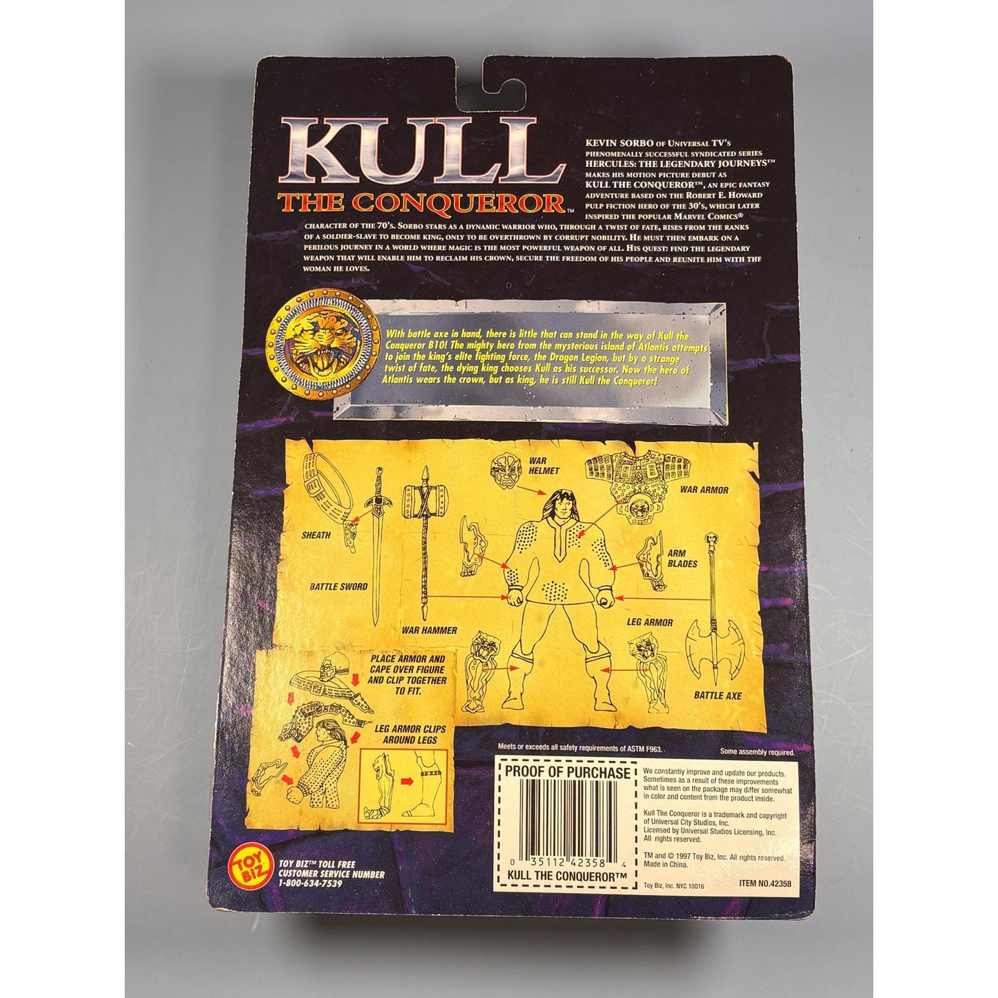 Vintage 1997 Kull the Conqueror Action Figure Blazing Battle Armour 5” Toy Biz