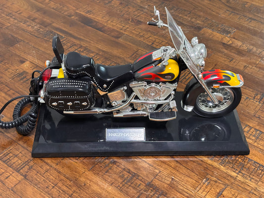Harley Davidson Motorcycle Telephone Landline Heritage Softail Black/Flames 9x13