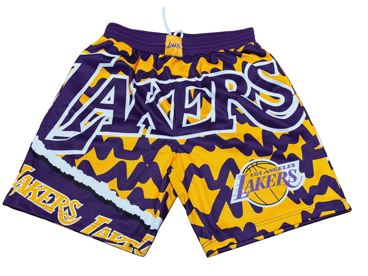 Los Angeles LA Lakers Mitchell & Ness NBA Jumbotron 2.0 Sublimated Mens Purple & Gold Shorts L Large New NWOT