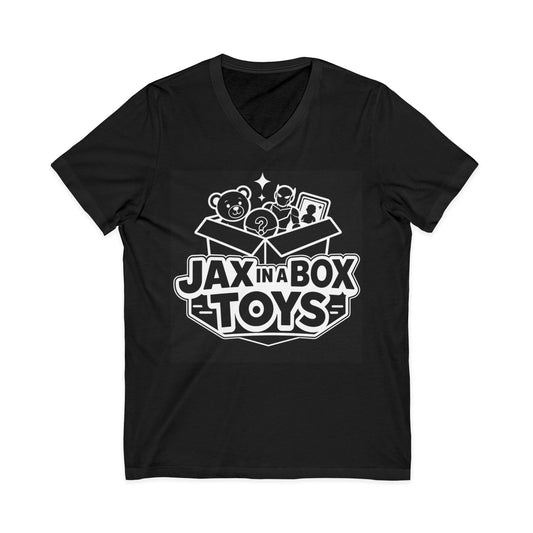 Kids' 'Jax in a Box Toys' V-Neck Tee — Playful Toy Box Graphic Shirt