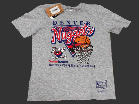 Denver Nuggets Mitchell & Ness Western Conference Basketball Retro Hardwood Classics Swingman T Shirt Gray Youth Kids Medium M 10/12 New NWT