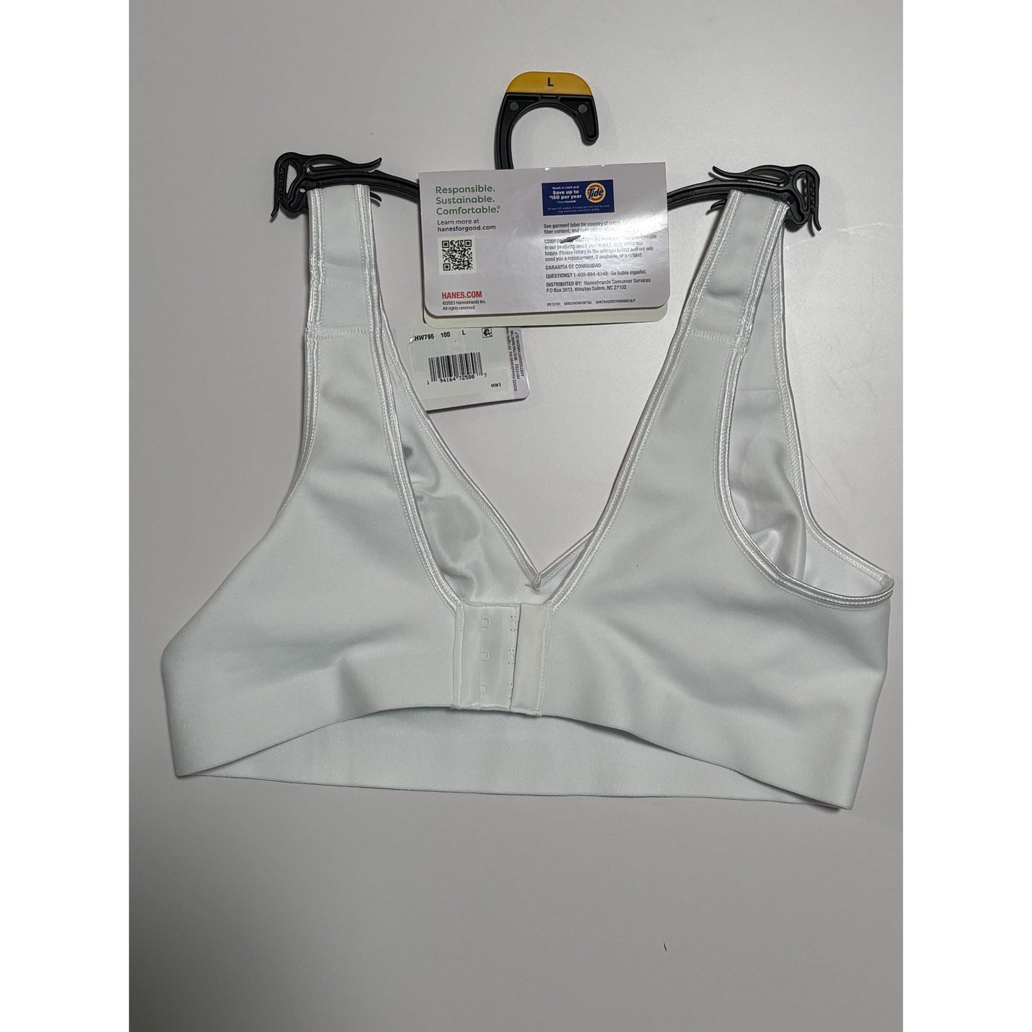 Hanes Smooth Comfort Women's Wireless T-Shirt Bra White Large L NWT