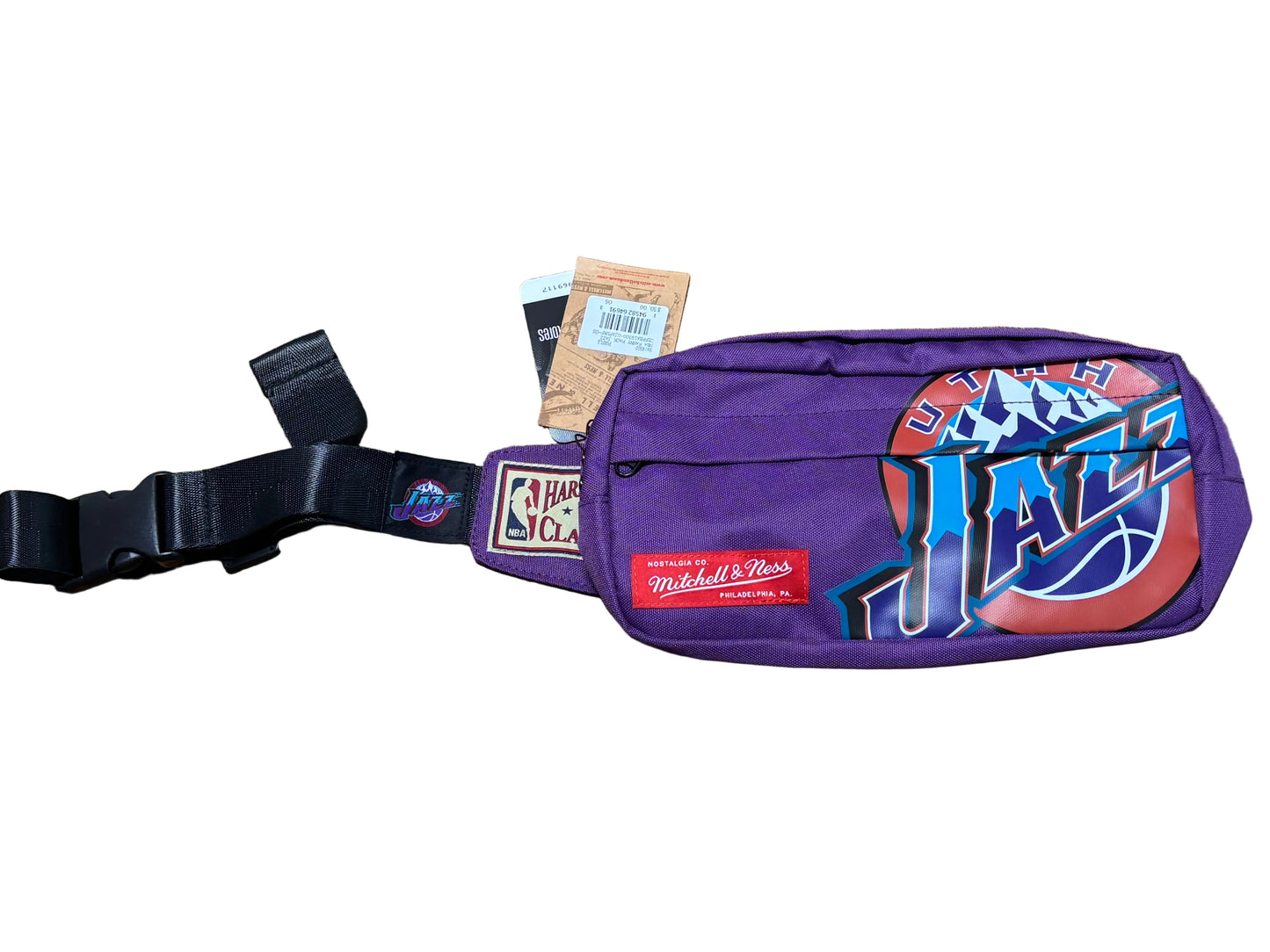 Utah Jazz Mitchell & Ness NBA Retro Hardwood Classic HWC Big Face Team Logo Fanny Pack Purple New NWT