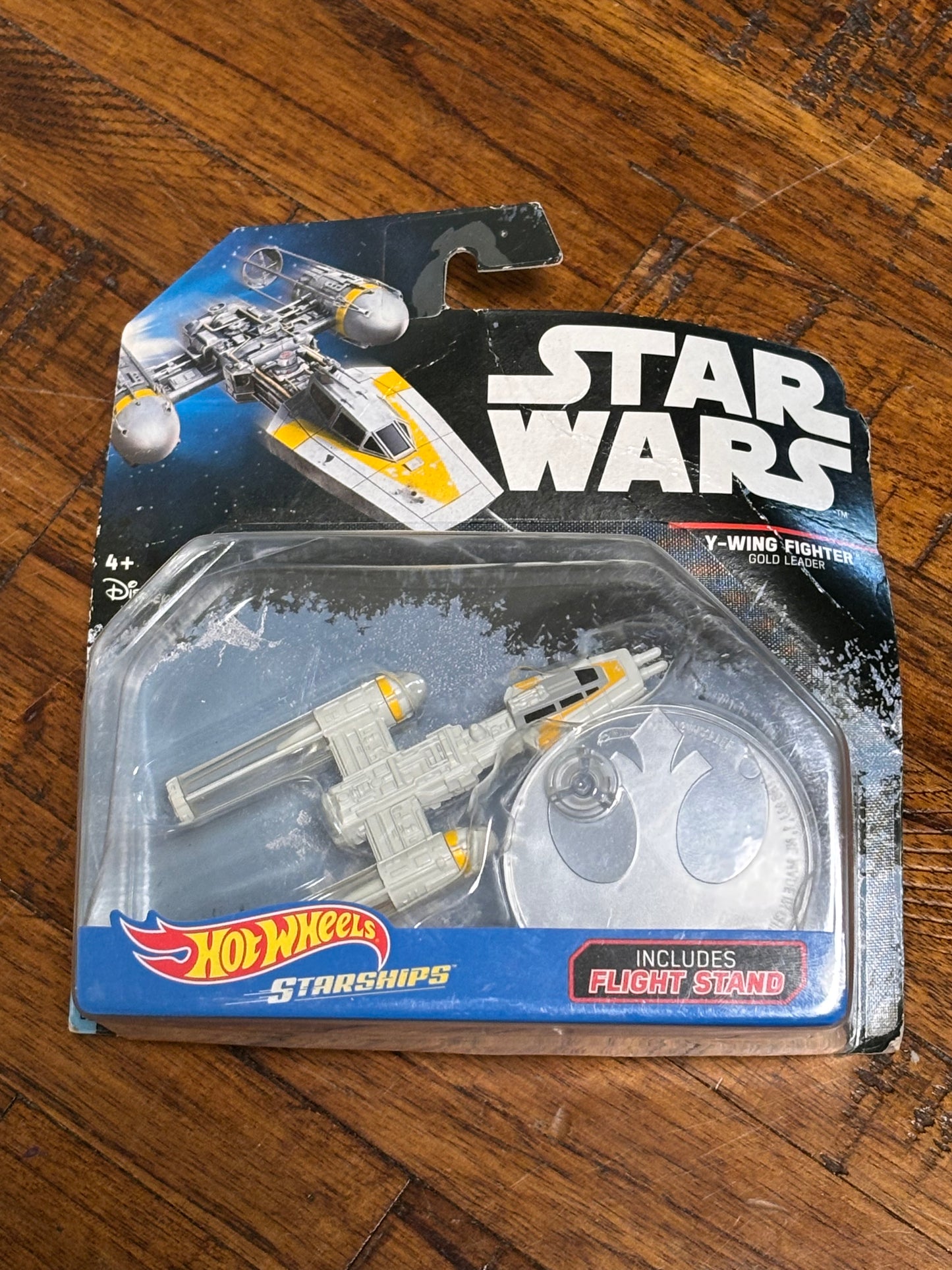 Disney Hot Wheels StarShips Mattel Star Wars with Flight Stand 2014 Gold Leader X-Wing Fighter Die Cast New